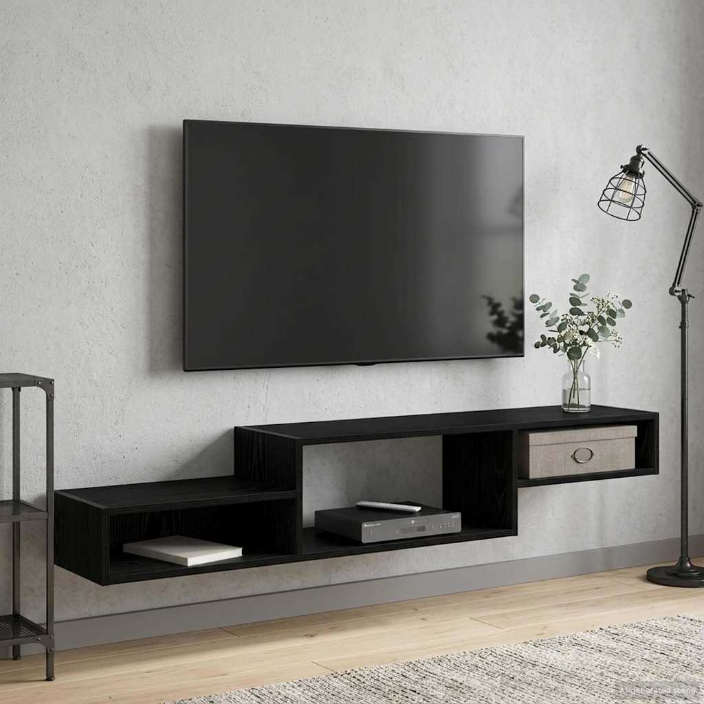 Vegghengt TV-skap Veggmontert Svart eik 150 x 28 x 26 cm