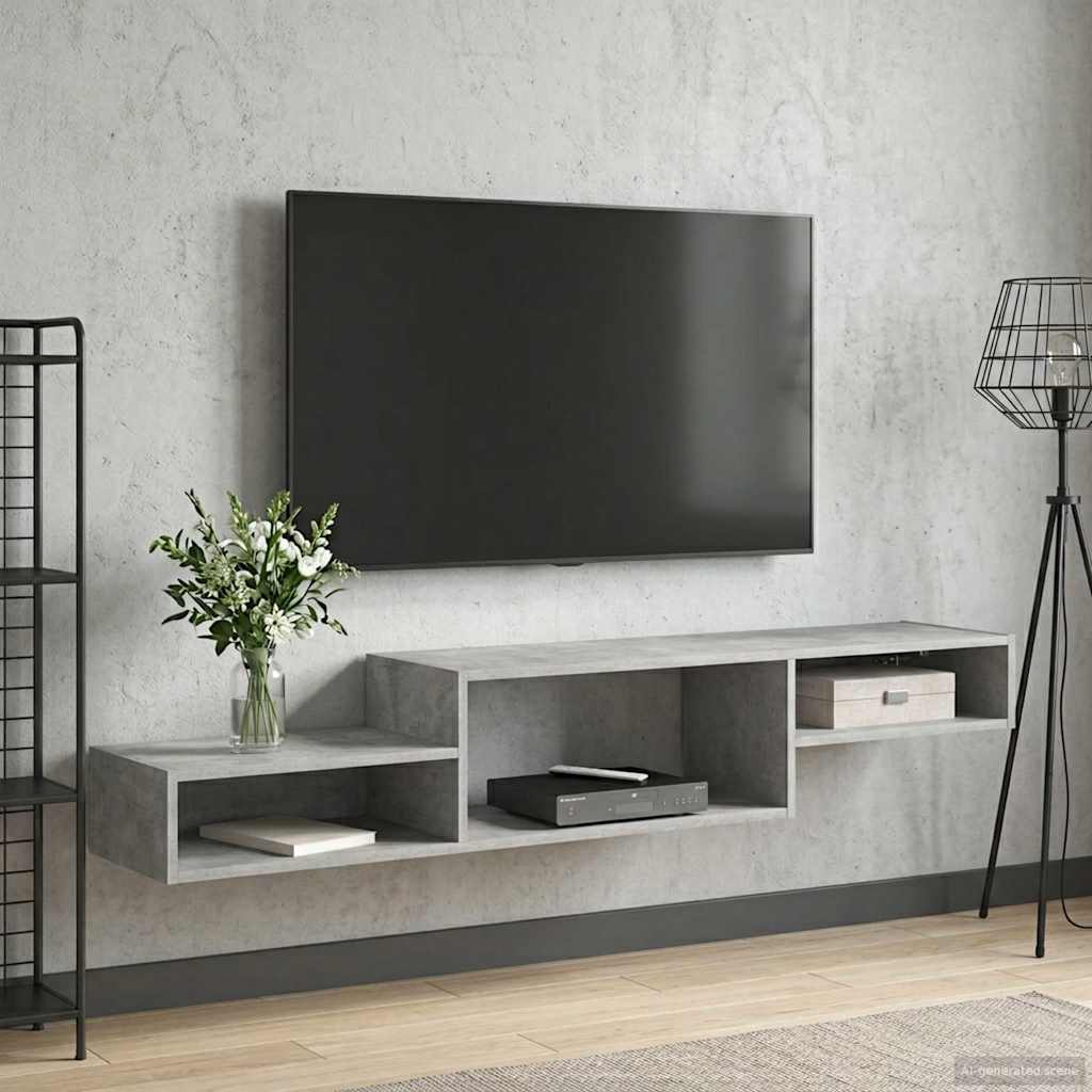 Vegghengt TV-skap Veggmontert Betonggrå 150 x 28 x 26 cm
