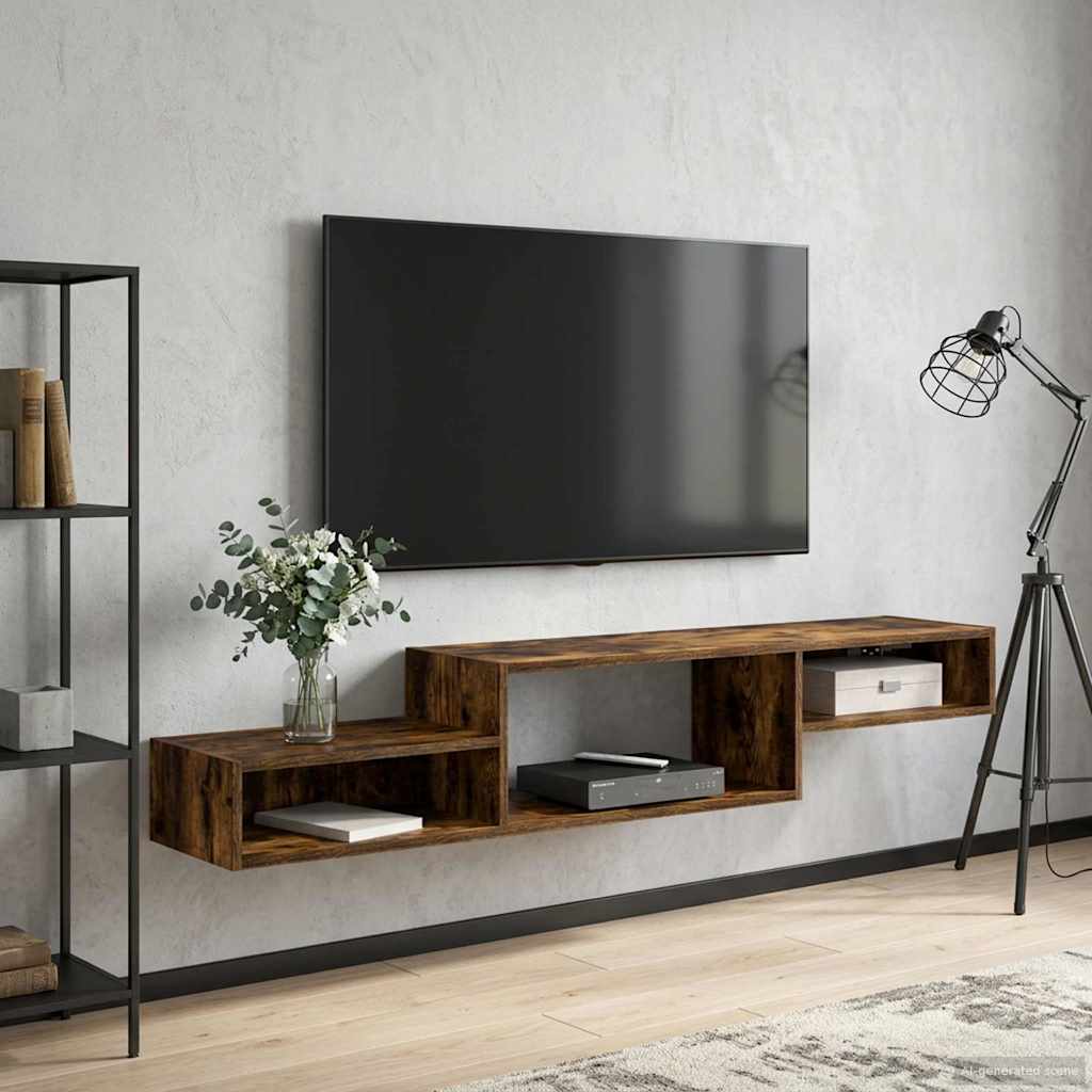 Vegghengt TV-skap Veggmontert Røkt Eik 150 x 28 x 26 cm