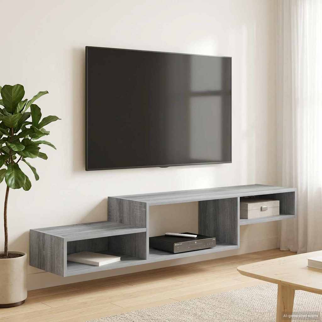 Vegghengt TV-skap Veggmontert Grå Sonoma 150 x 28 x 26 cm
