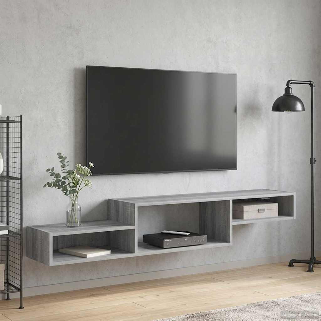 Vegghengt TV-skap Veggmontert Grå Sonoma 150 x 28 x 26 cm