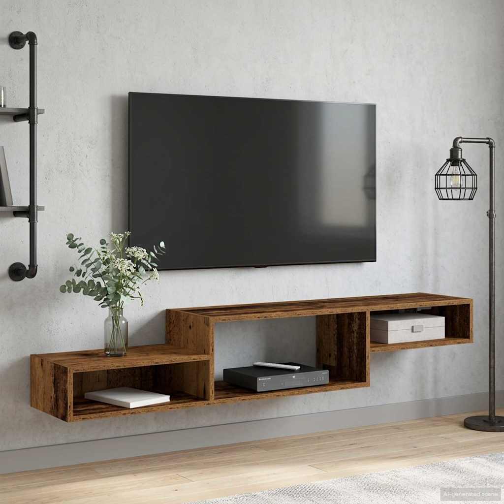 Vegghengt TV-skap Veggmontert Gammelt tre 150 x 28 x 26 cm