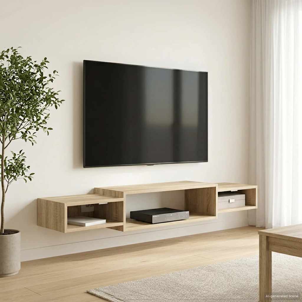 Vegghengt TV-skap Veggmontert Sonoma eik 140 x 28 x 21 cm