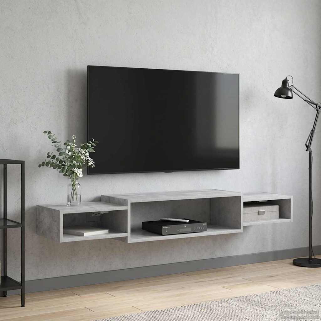 Vegghengt TV-skap Veggmontert Betonggrå 140 x 28 x 21 cm