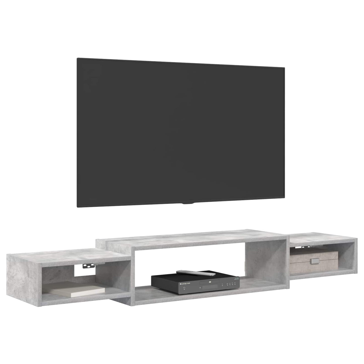 Vegghengt TV-skap Veggmontert Betonggrå 140 x 28 x 21 cm