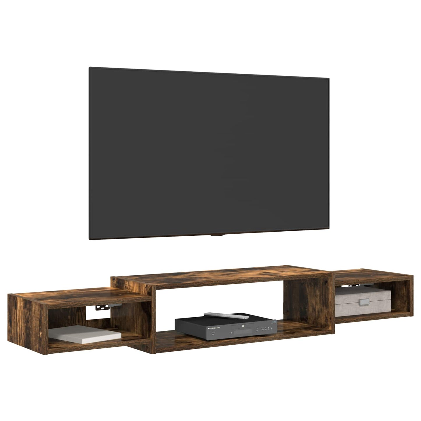 Vegghengt TV-skap Veggmontert Røkt Eik 140 x 28 x 21 cm