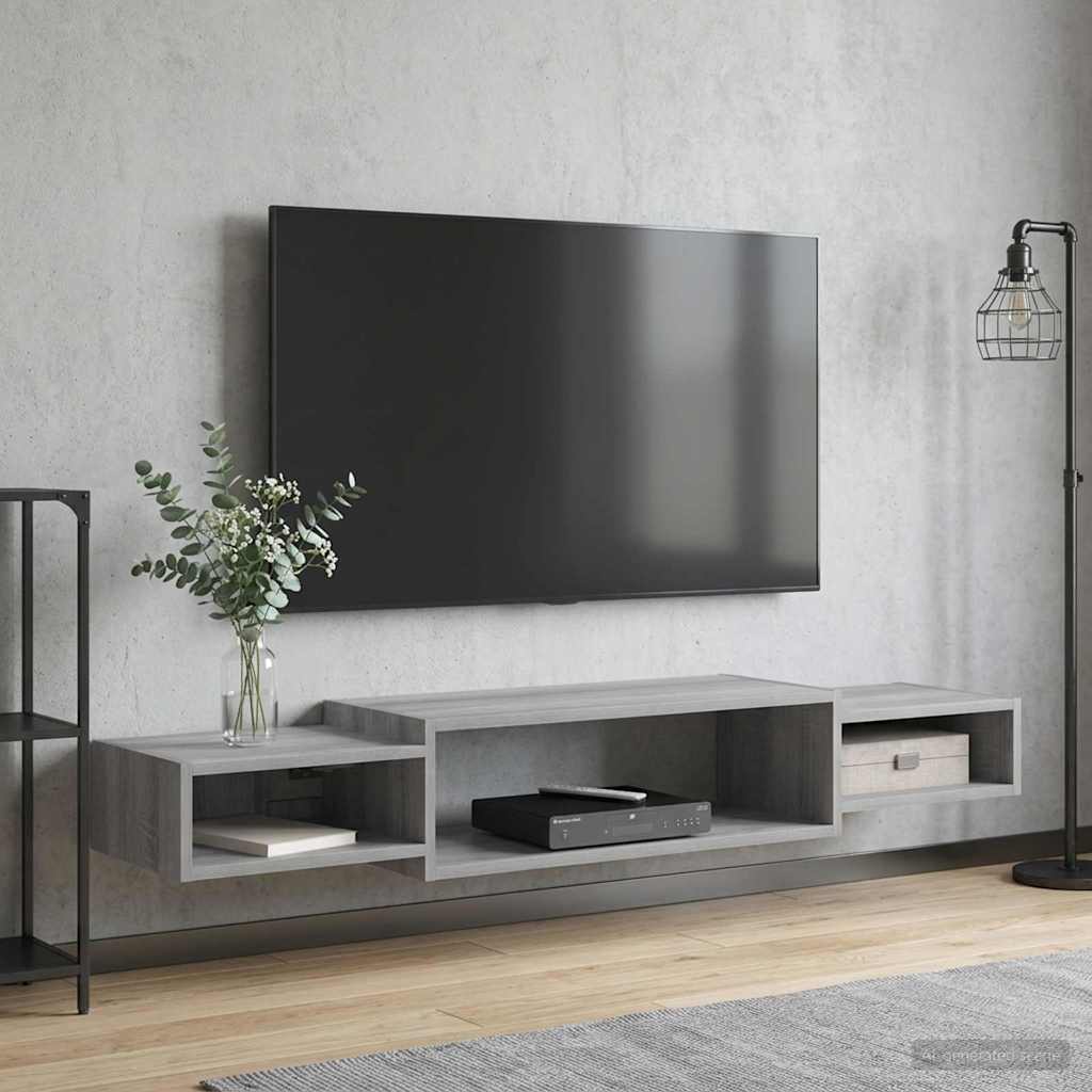 Vegghengt TV-skap Veggmontert Grå Sonoma 140 x 28 x 21 cm