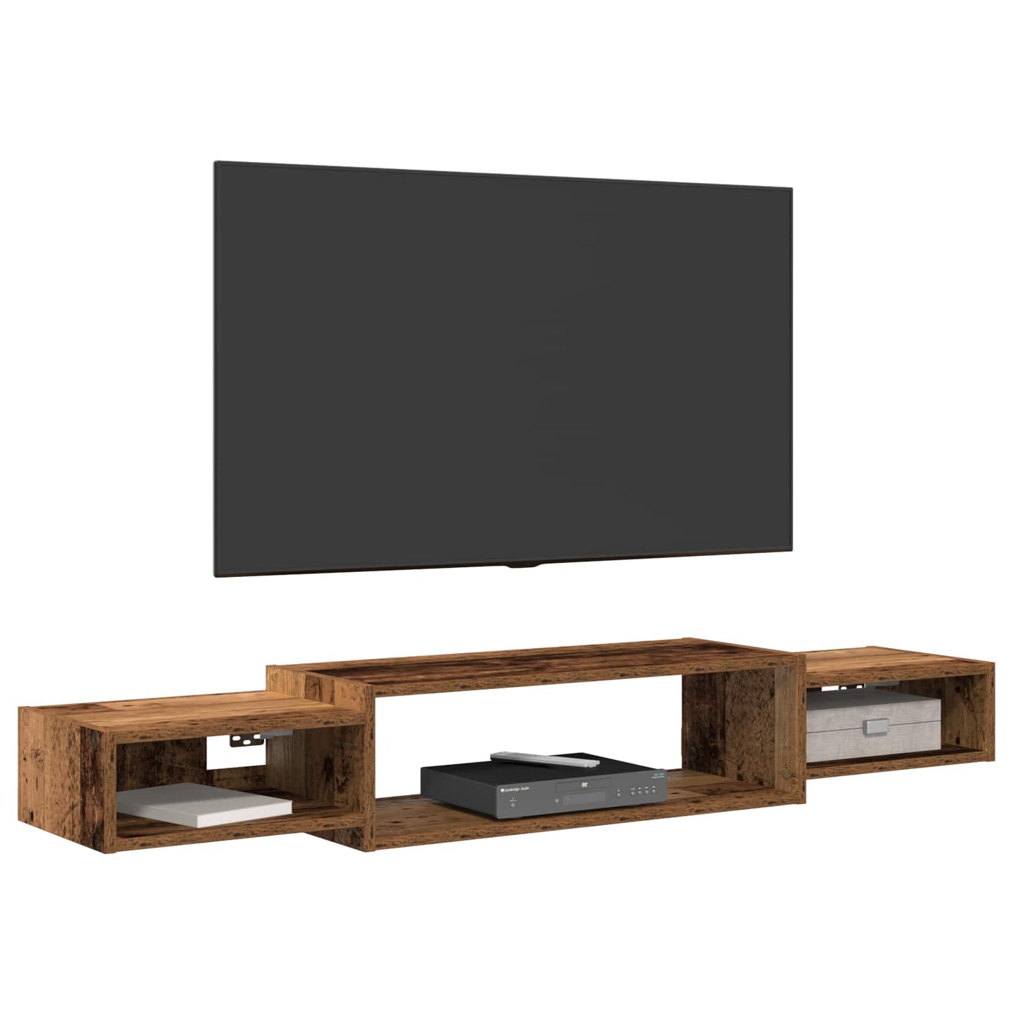 Vegghengt TV-skap Veggmontert Gammelt tre 140 x 28 x 21 cm