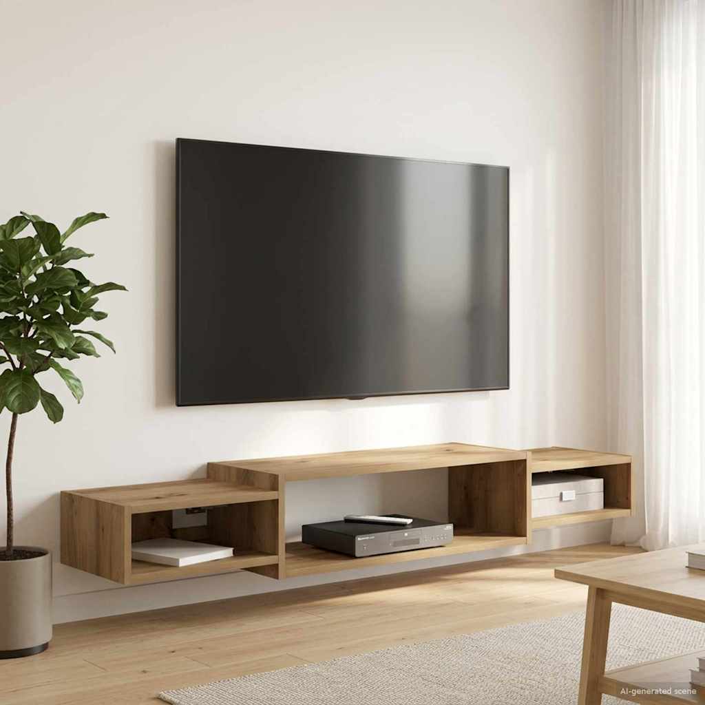 Vegghengt TV-skap Veggmontert Artisan eik 140 x 28 x 21 cm