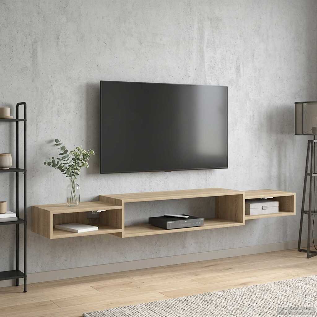 Vegghengt TV-skap Veggmontert Sonoma eik 180 x 28 x 21 cm