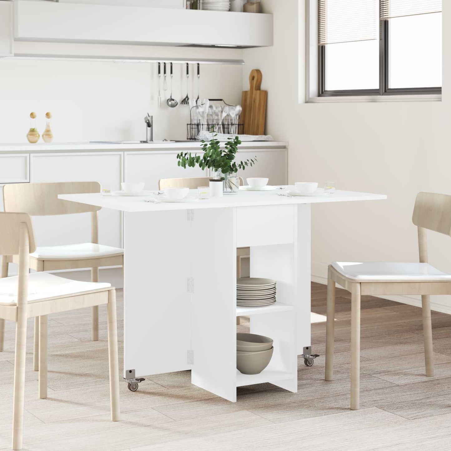 Spisebord 115 x 70 x 75 cm Konstruert tre Hvit Rektangulær