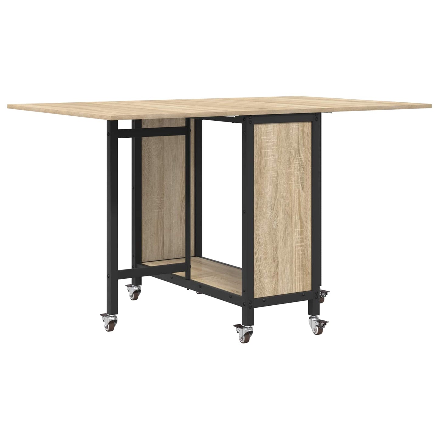 Sammenleggbart spisebord med hjul 130 x 80 x 76,5 cm stål PB