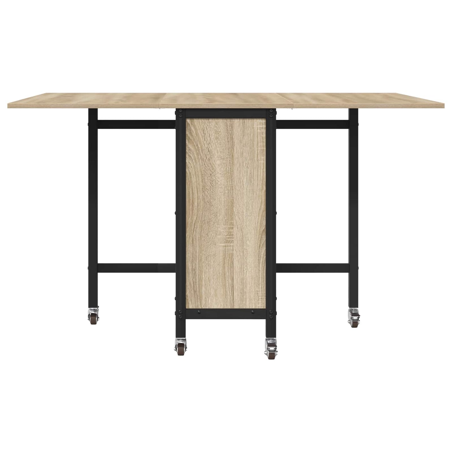 Sammenleggbart spisebord med hjul 130 x 80 x 76,5 cm stål PB