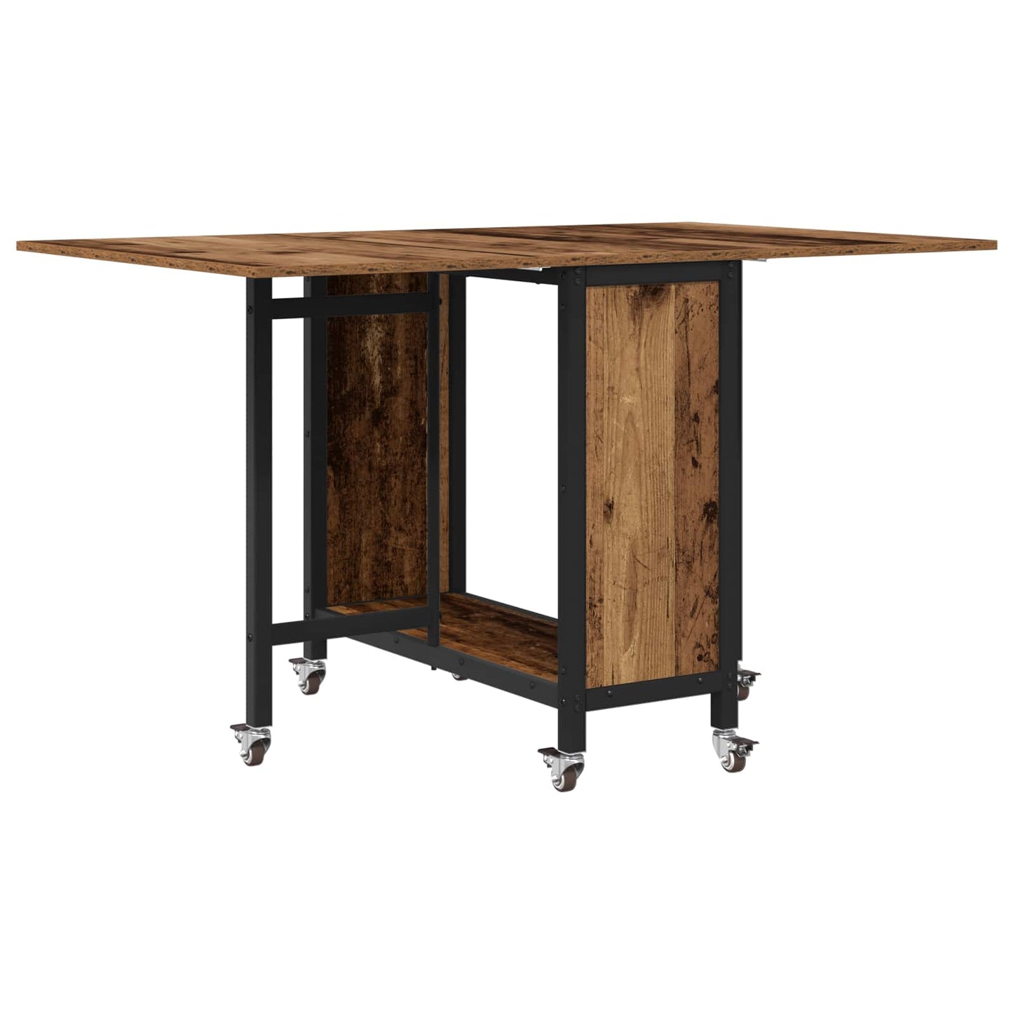 Sammenleggbart spisebord med hjul 130 x 80 x 76,5 cm stål PB