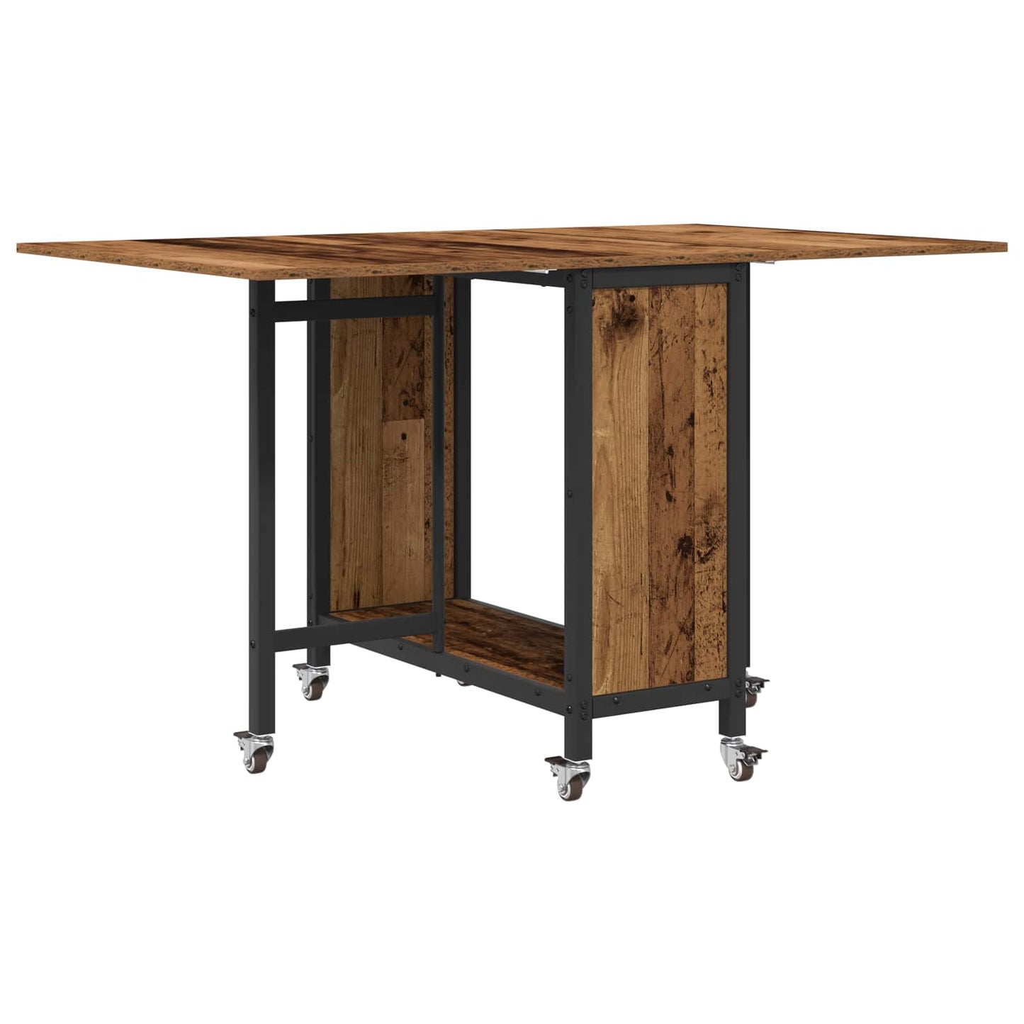 Sammenleggbart spisebord med hjul 130 x 80 x 76,5 cm stål PB