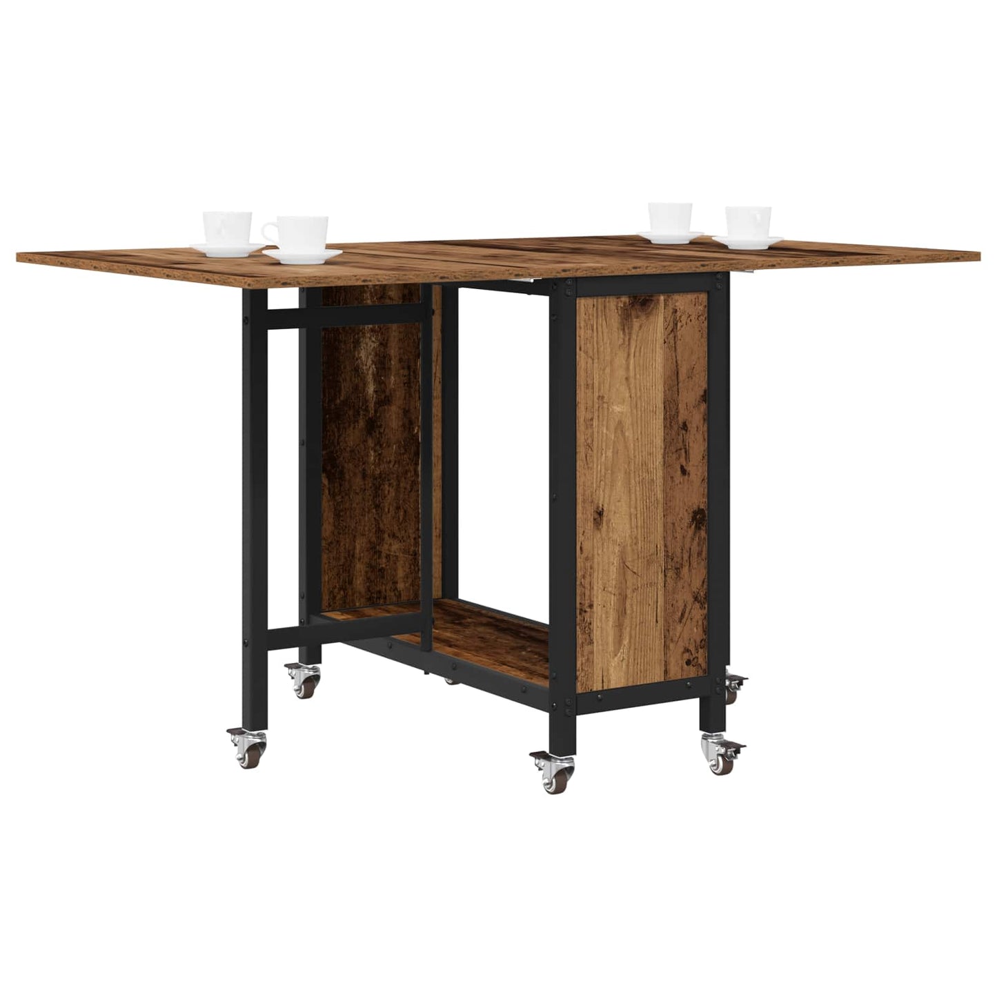 Sammenleggbart spisebord med hjul 130 x 80 x 76,5 cm stål PB