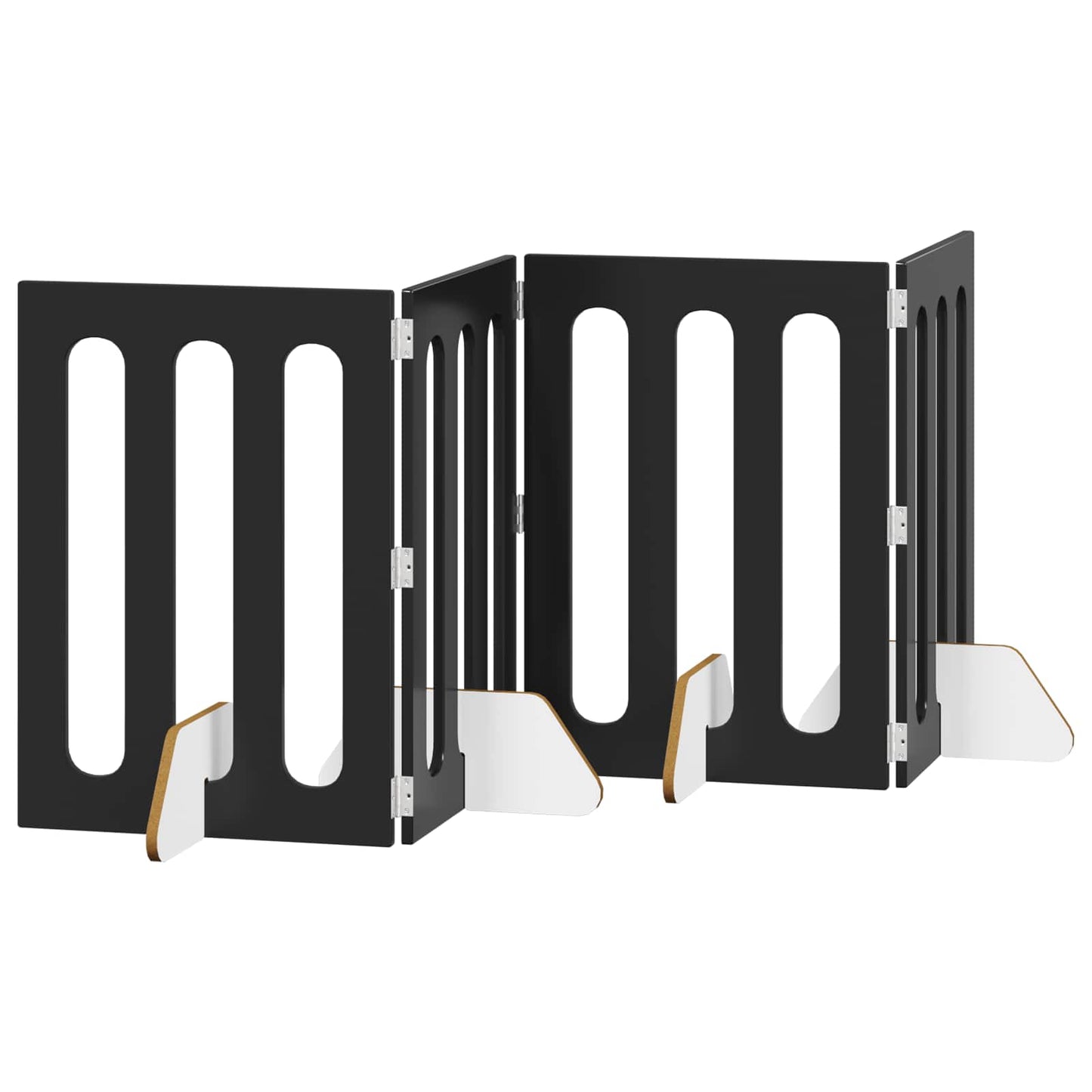 Folding Pet Fence 4 pcs Svart Eik 201 x 38 x 70 cm