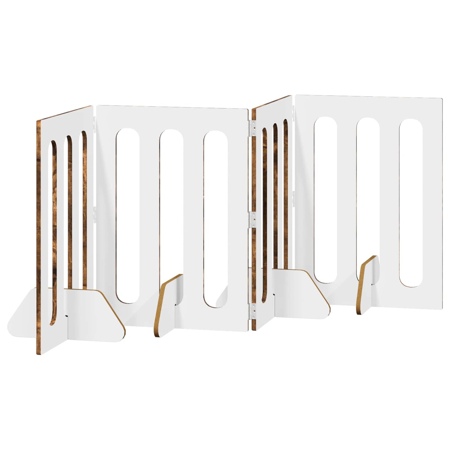 Folding Pet Fence 4 pcs Røkt Eik 201 x 38 x 70 cm