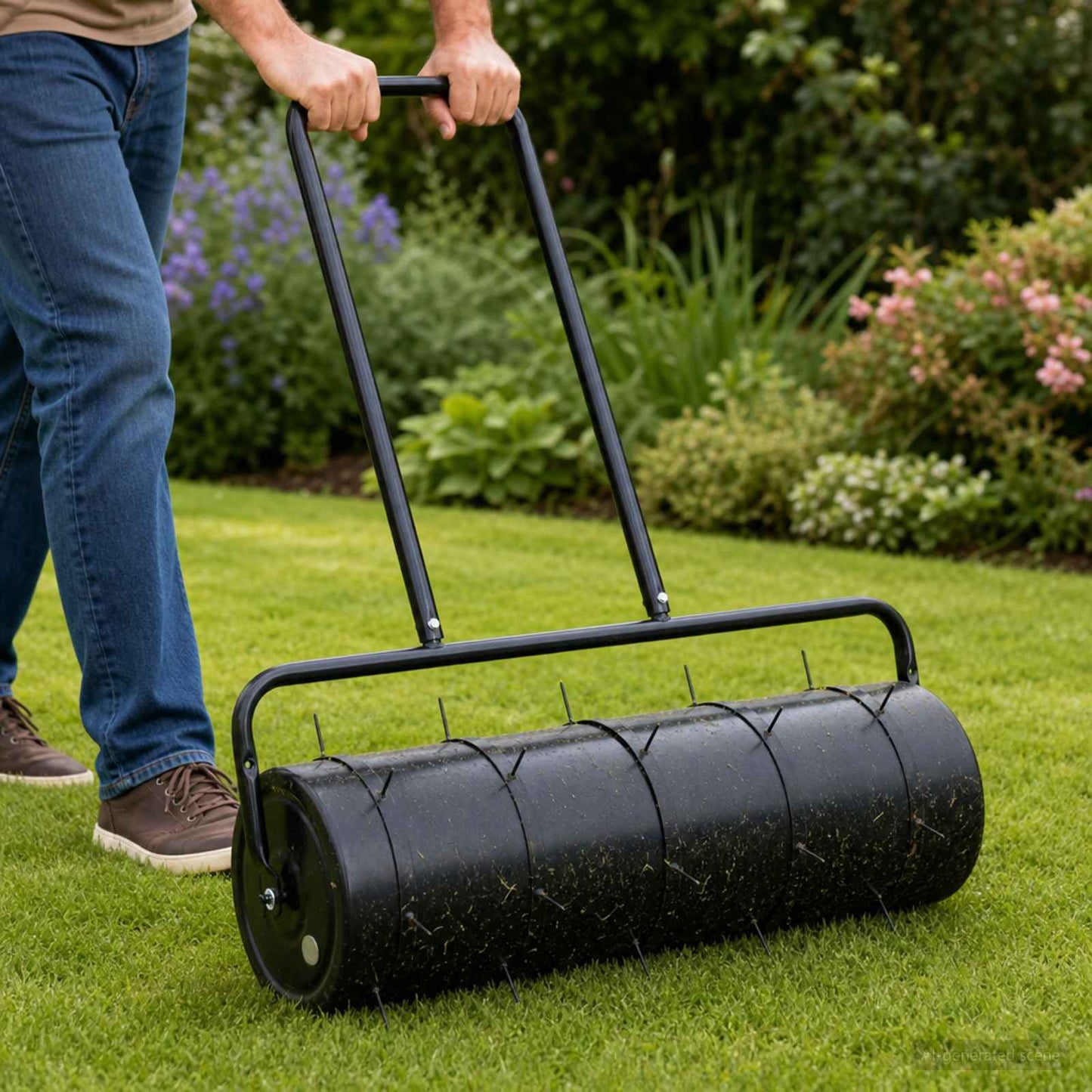 Hage gressrulle med aerator klemmer Ø 30 x 90 cm Stål