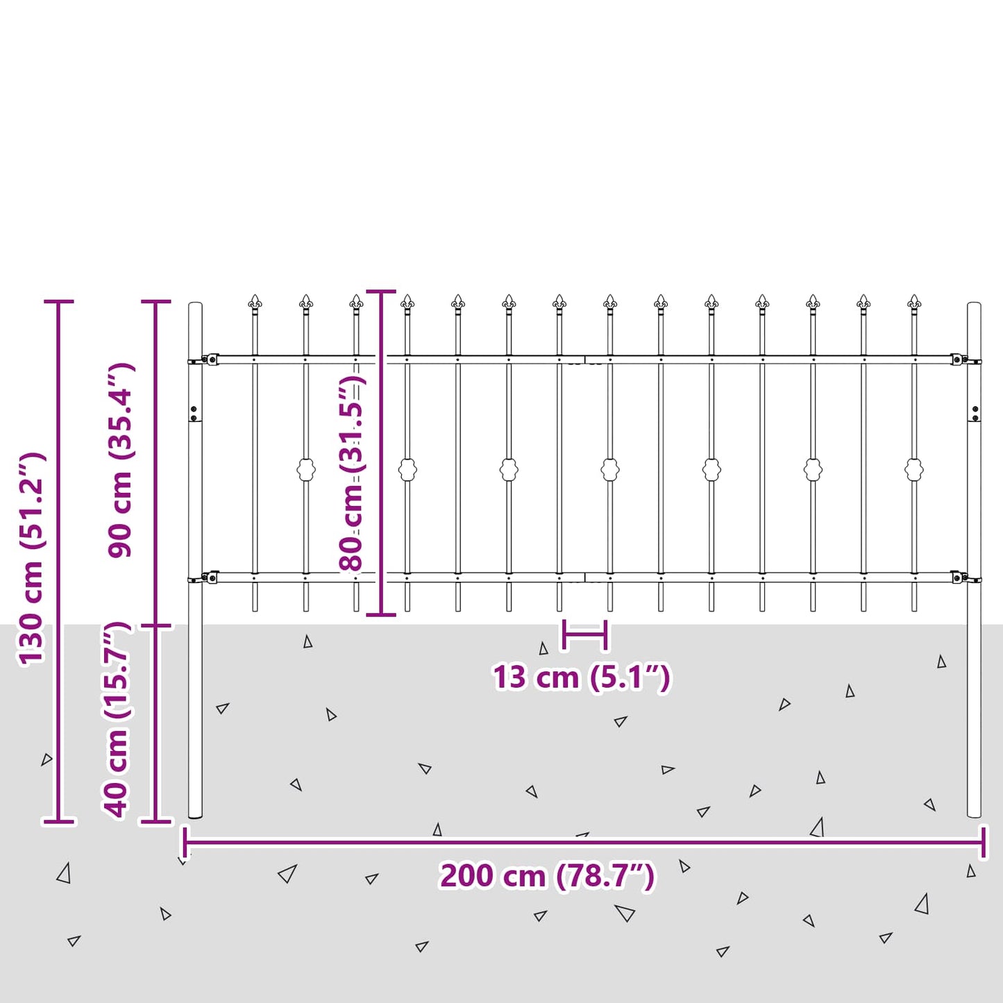 Spikertrekk Svart 200 x 130 cm Pulverlakkert stål vidaXL