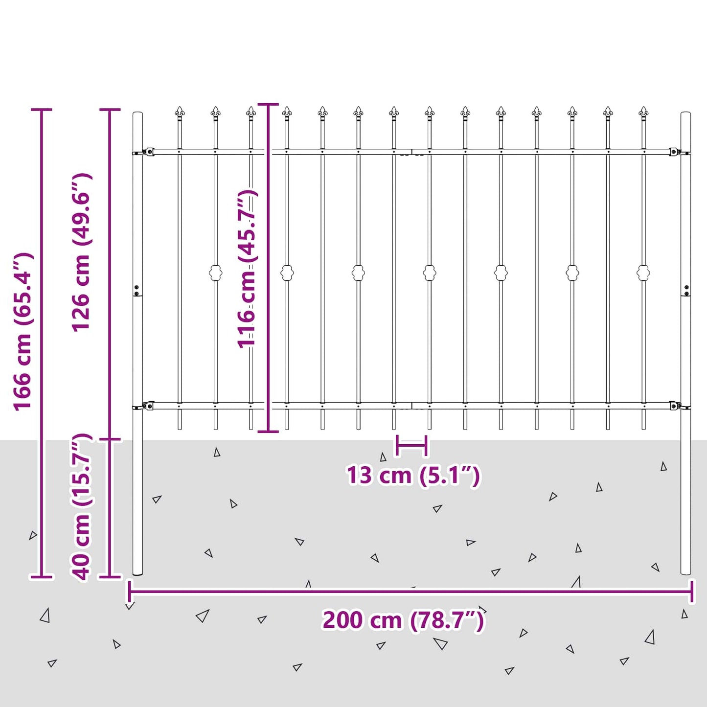 Spikertrekk Svart 200 x 130 cm Pulverlakkert stål vidaXL