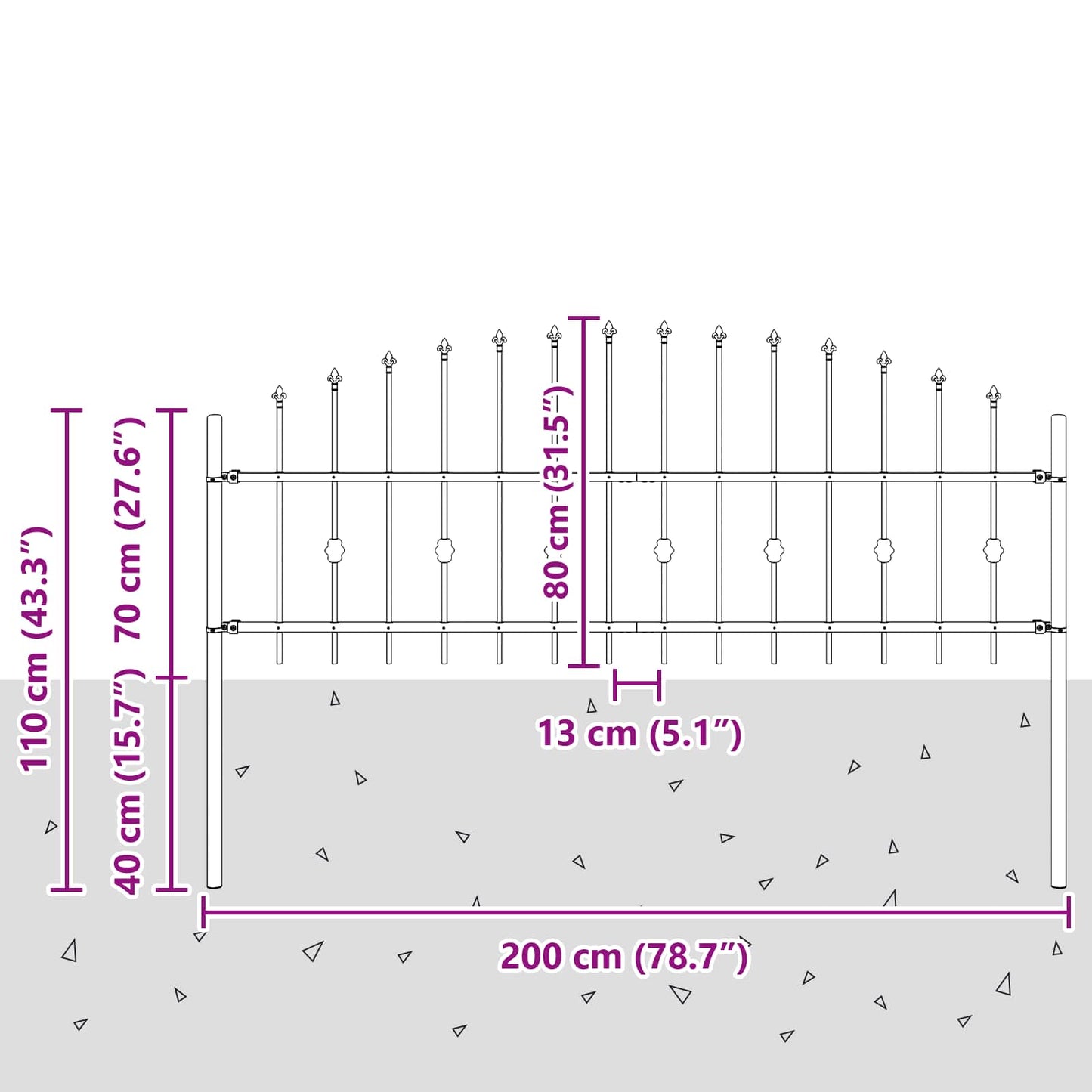 Spikertrekk Svart 200 x 130 cm Pulverlakkert stål vidaXL