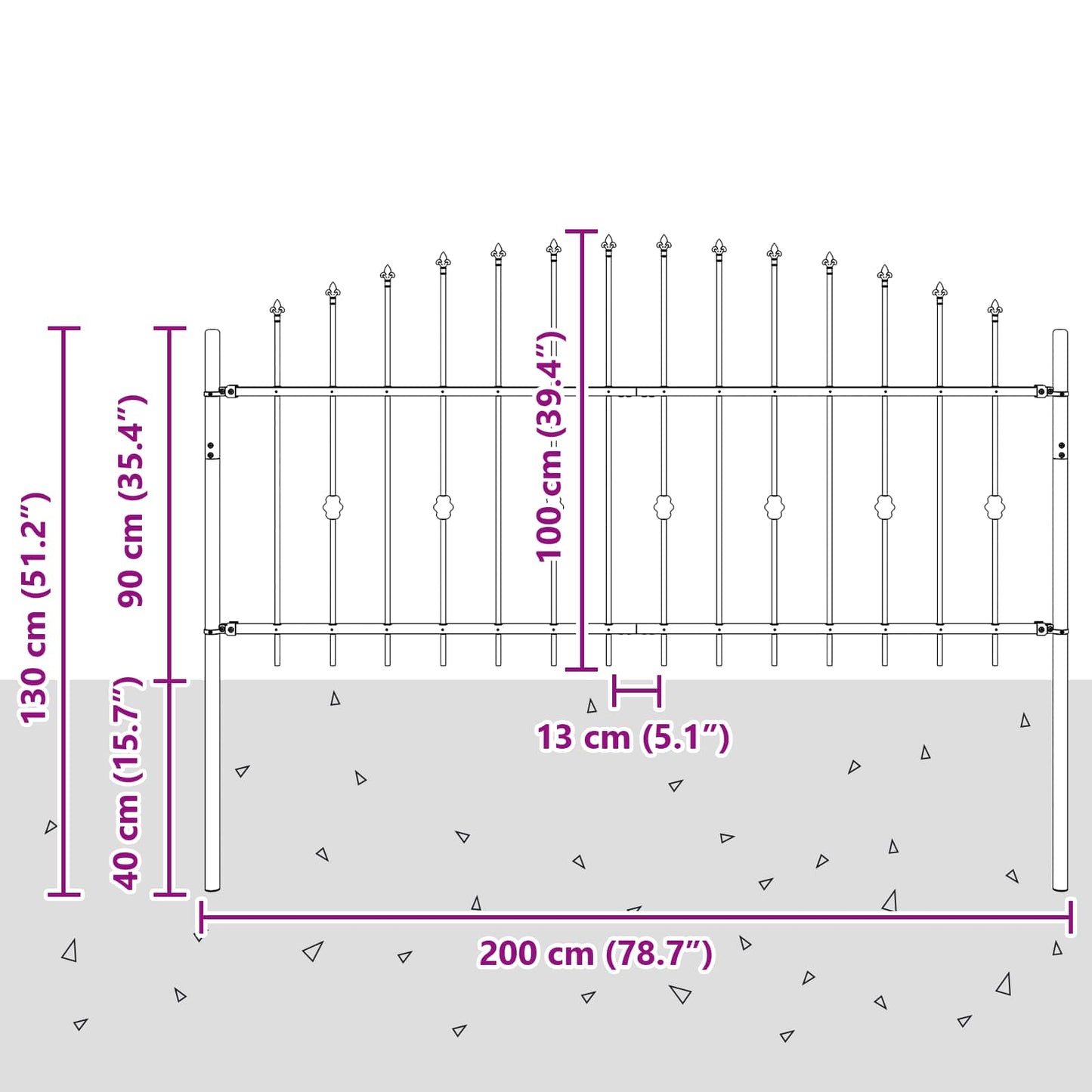 Spikertrekk Svart 200 x 130 cm Pulverlakkert stål vidaXL