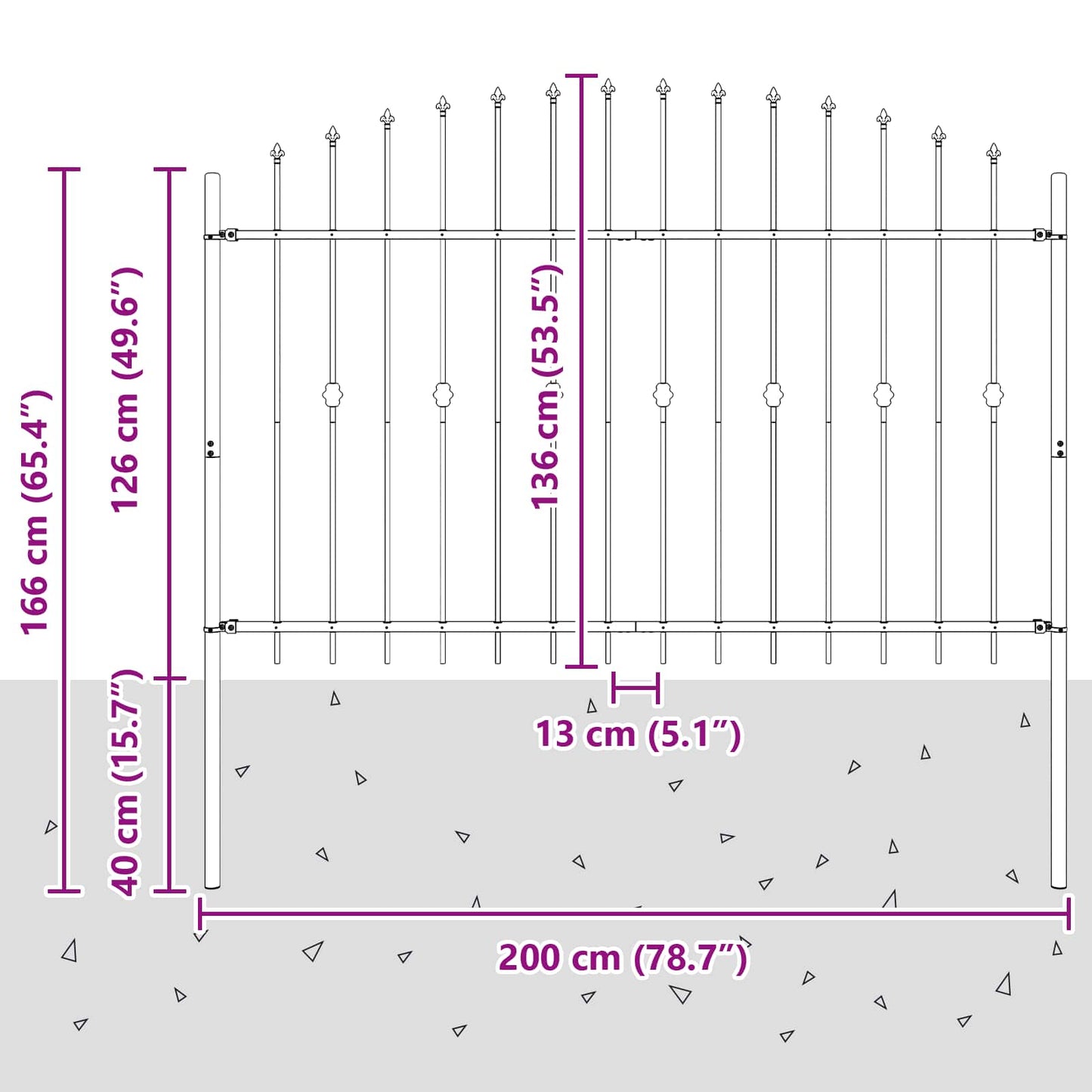 Spikertrekk Svart 200 x 130 cm Pulverlakkert stål vidaXL