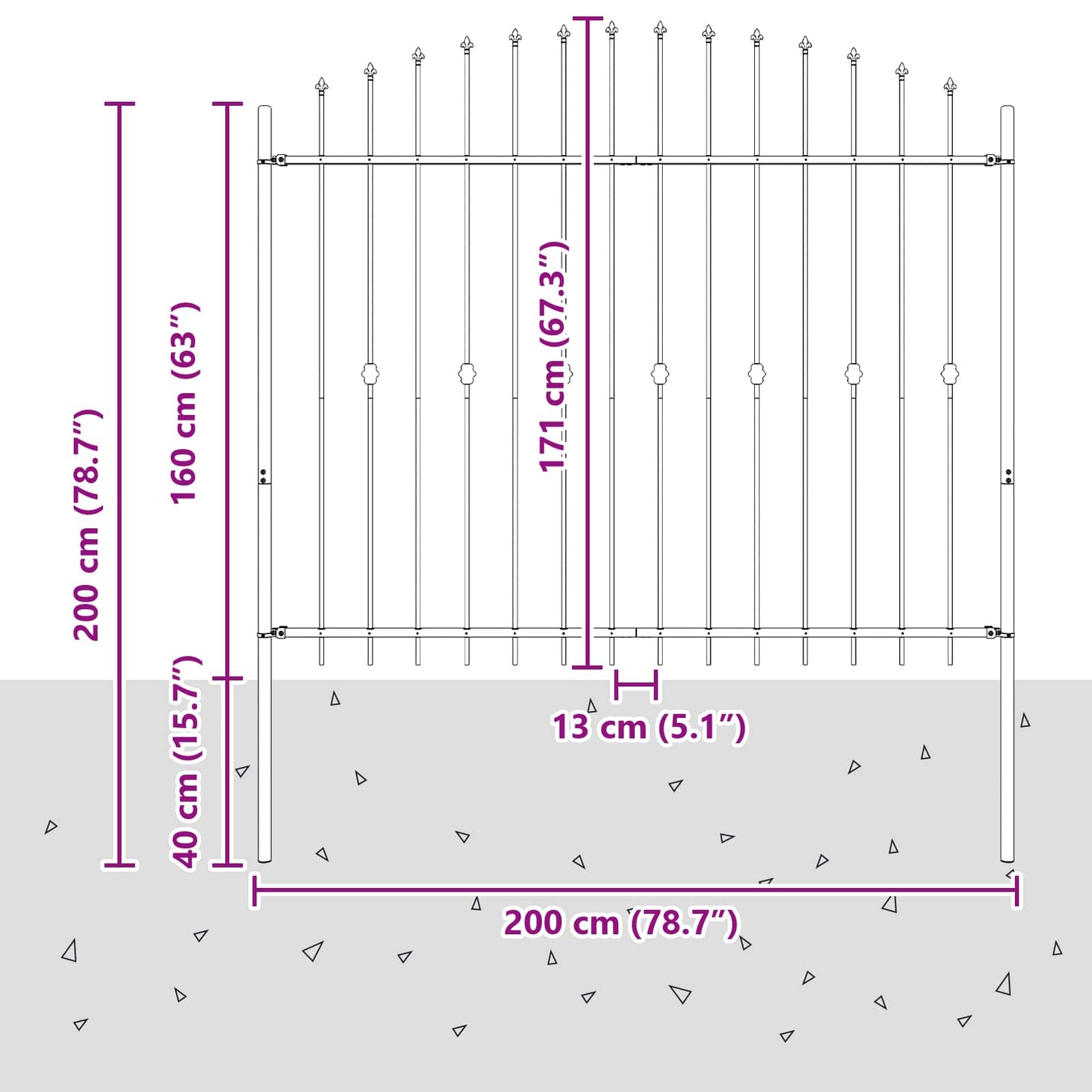 Spikertrekk Svart 200 x 200 cm Pulverlakkert stål vidaXL