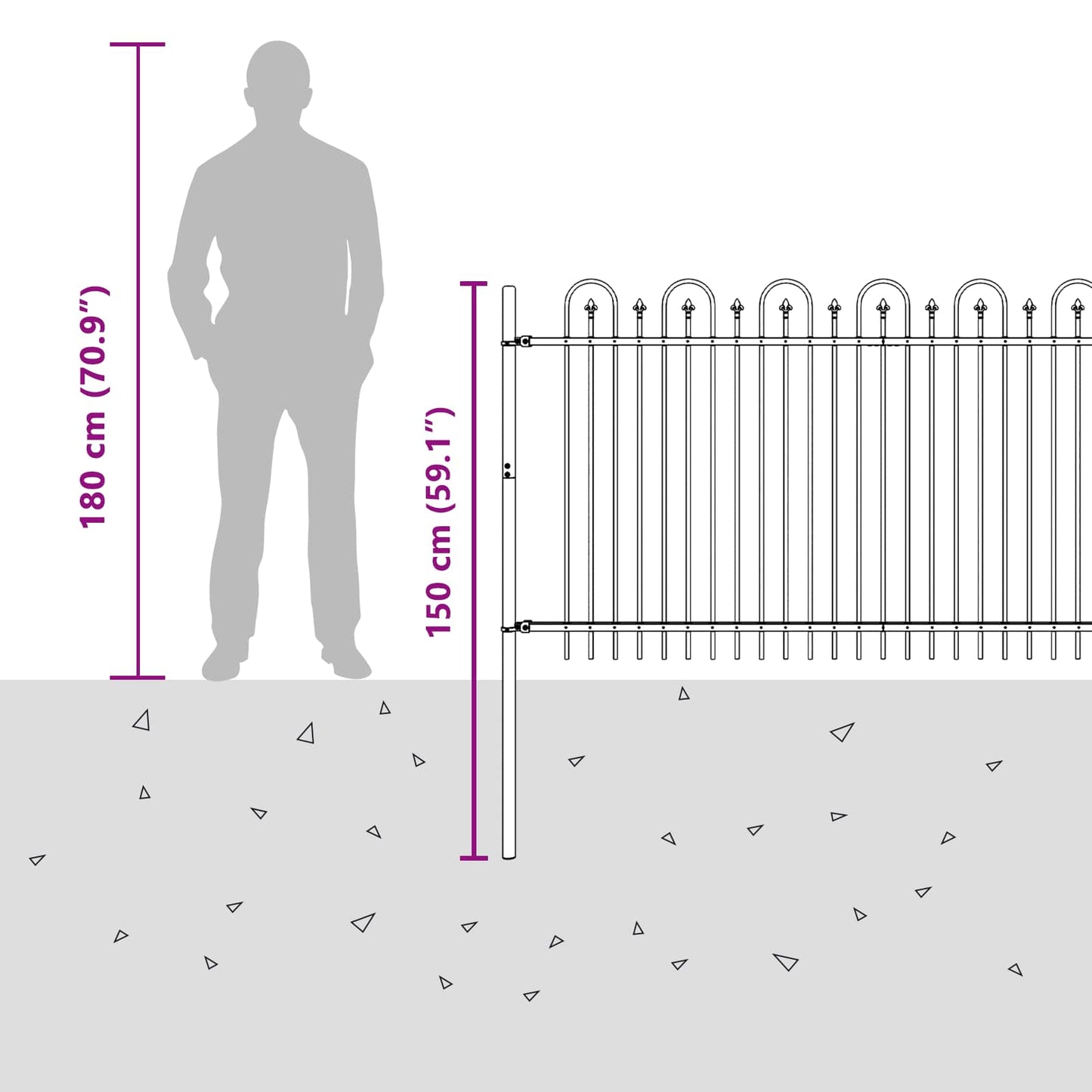 Spikertrekk Bueseger Svart 200 x 150 cm Pulverlakkert stål vidaXL