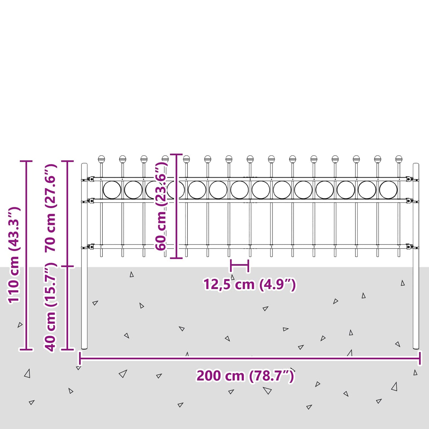 Ringgjerde Svart 200 x 130 cm Pulverlakkert stål vidaXL