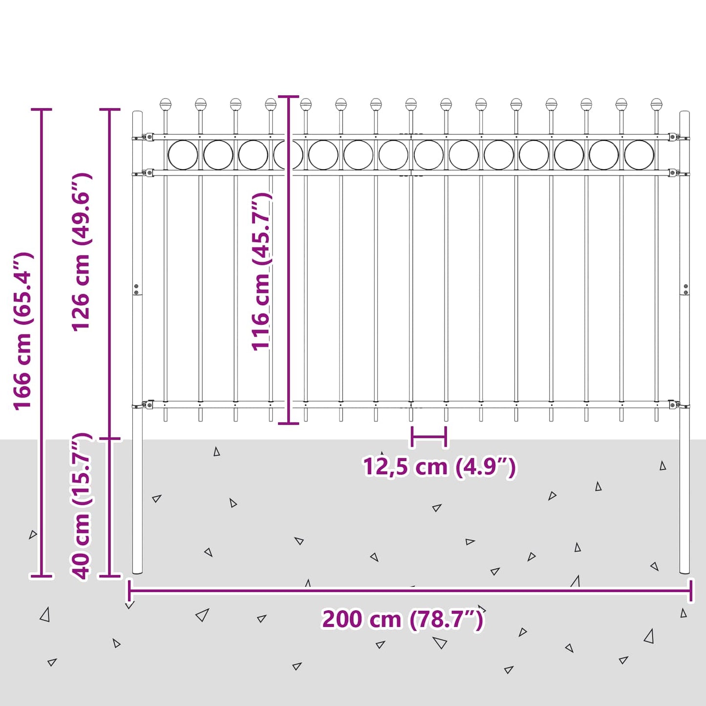 Ringgjerde Svart 200 x 130 cm Pulverlakkert stål vidaXL