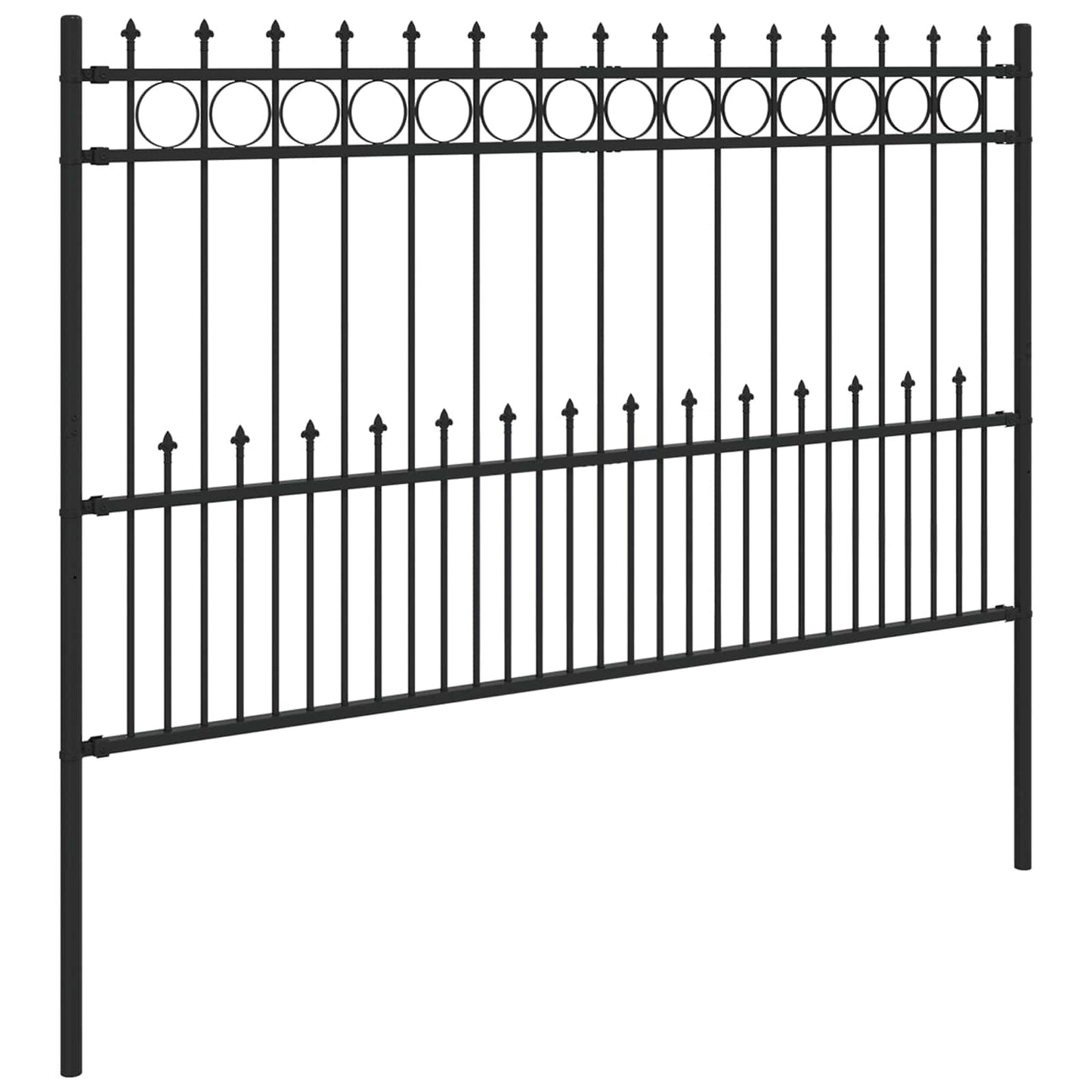 Spike Ring gjerde Svart 200 x 130 cm Pulverlakkert stål vidaXL