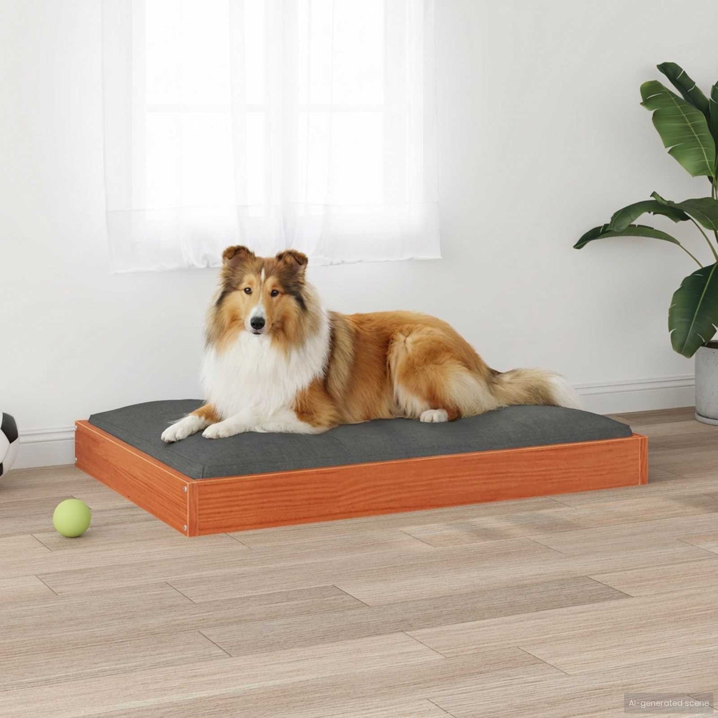 Hundeseng Vokset Brun 92 x 64 x 9 cm Massiv furu