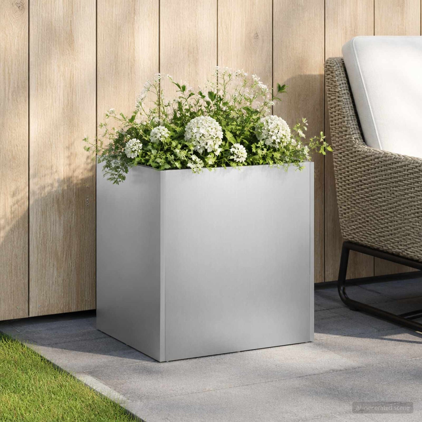 Hageblomsterpotte Sølv 20 x 20 x 20 cm Rustfritt stål