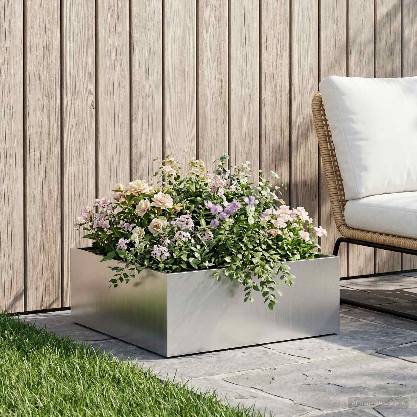 Hageblomsterpotte Sølv 40 x 40 x 20 cm Rustfritt stål