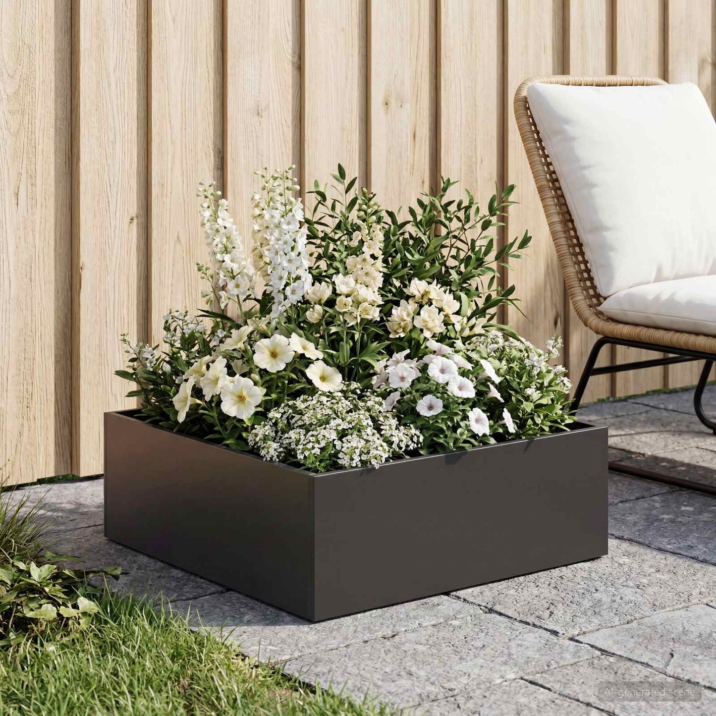 Hageblomsterpotte Svart 60 x 60 x 20 cm Kaldvalsestål