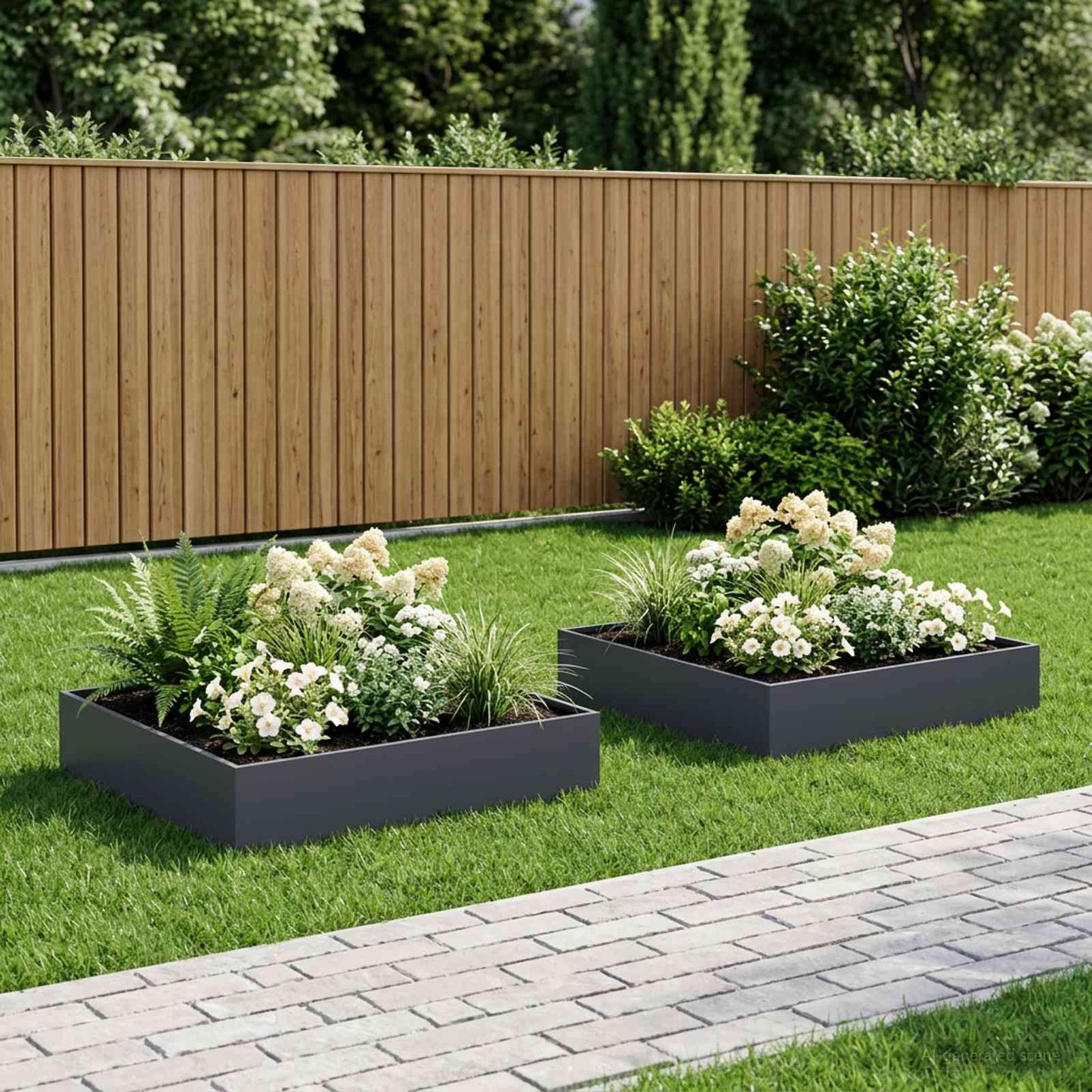Hageblomsterpotte 2 stk. Antrasitt 100 x 100 x 20 cm