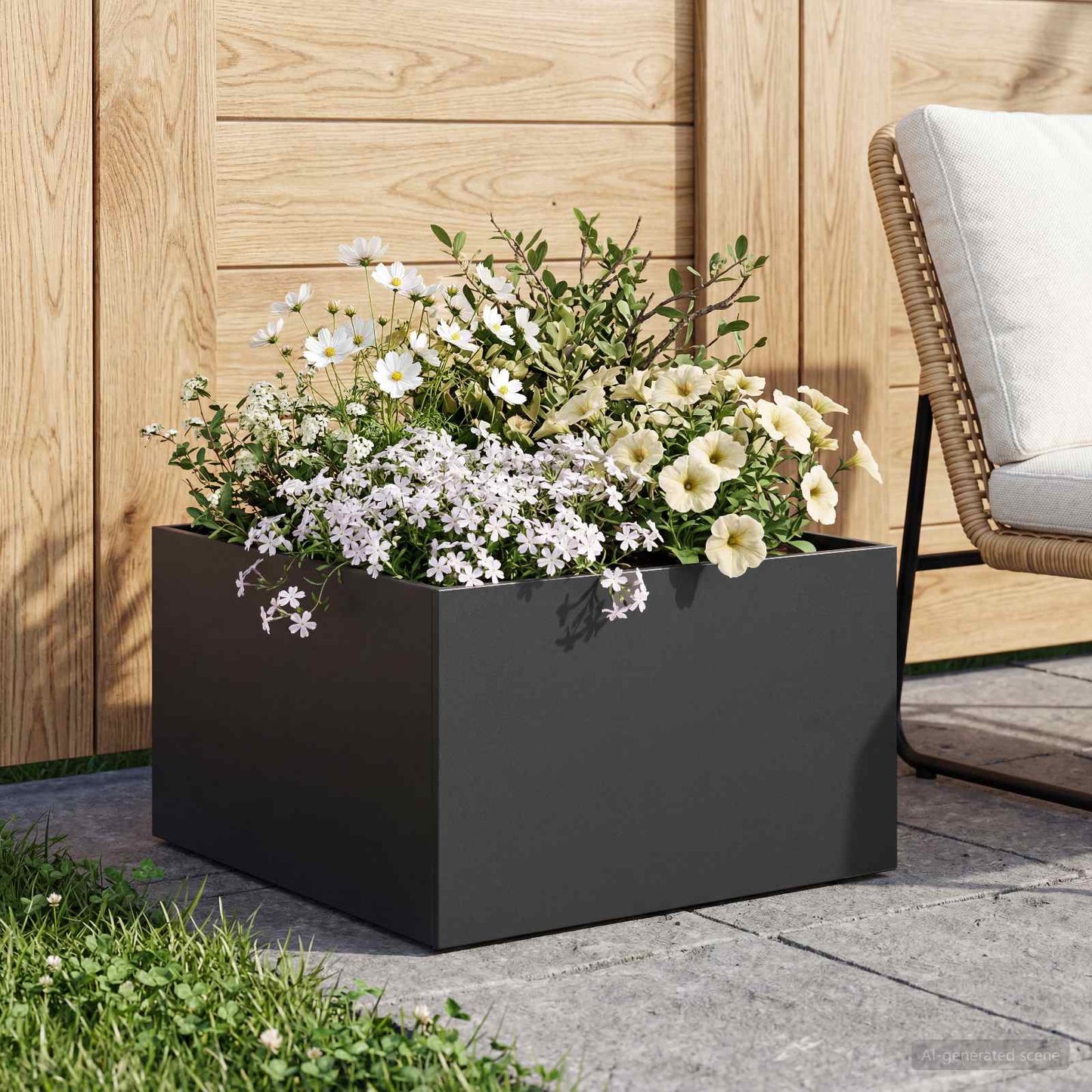 Hageblomsterpotte Svart 40 x 40 x 30 cm Kaldvalsestål