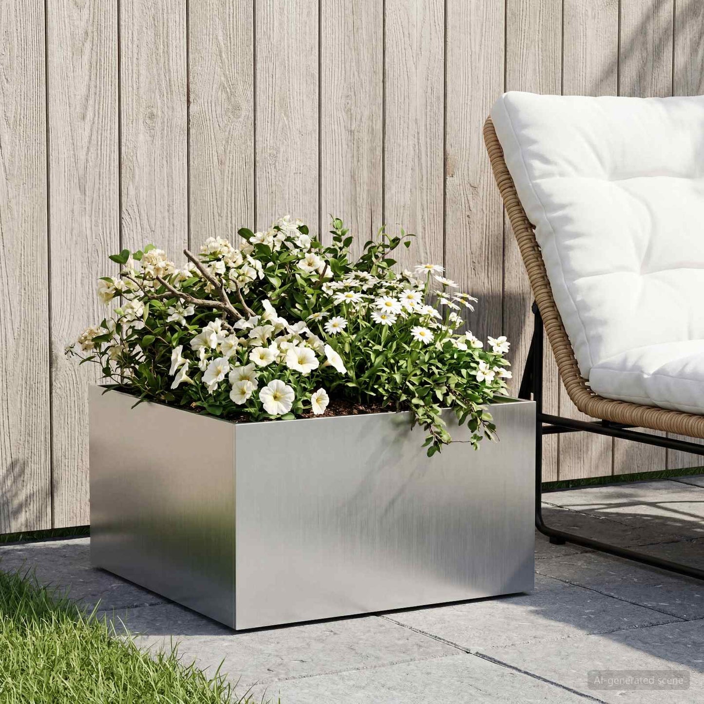 Hageblomsterpotte Sølv 60 x 60 x 30 cm Rustfritt stål