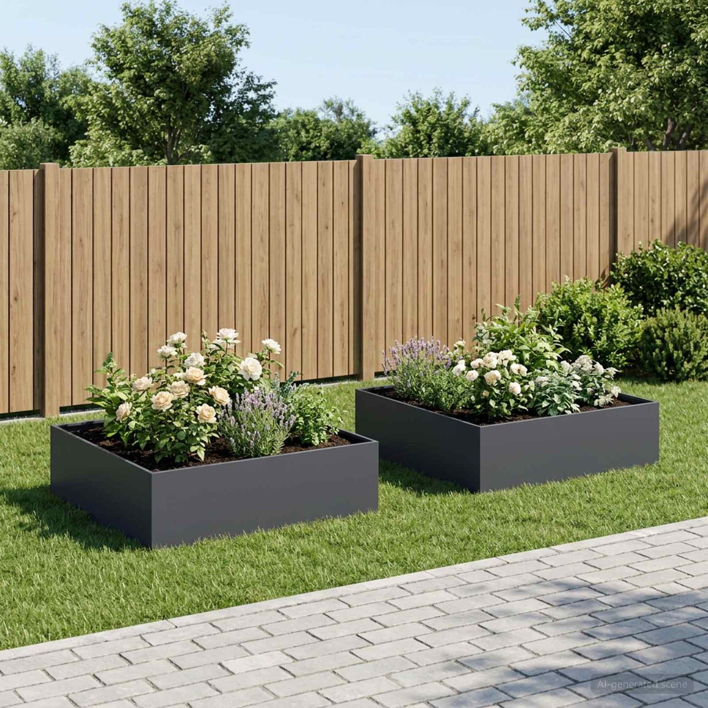 Hageblomsterpotte 2 stk. Antrasitt 100 x 100 x 30 cm