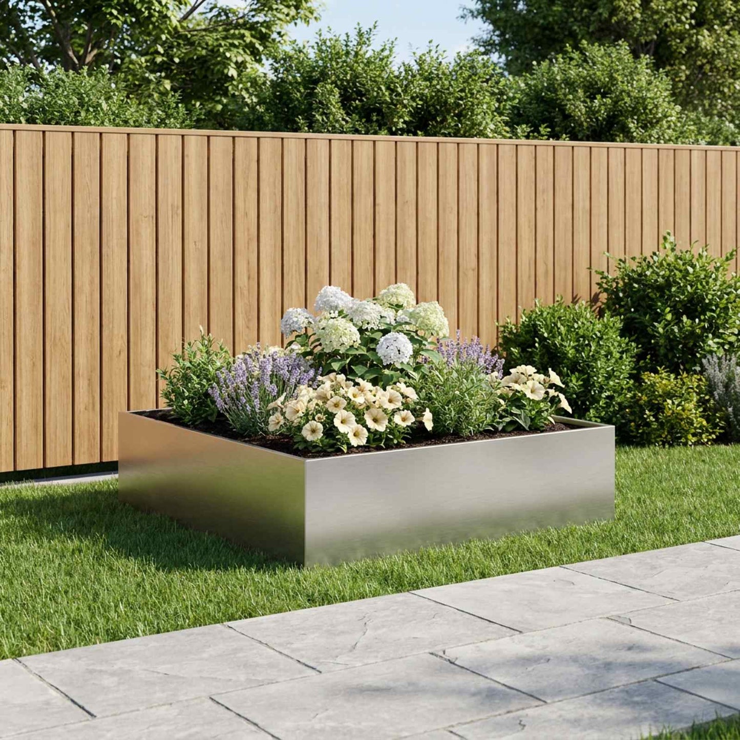 Hageblomsterpotte Sølv 100 x 100 x 30 cm Rustfritt stål