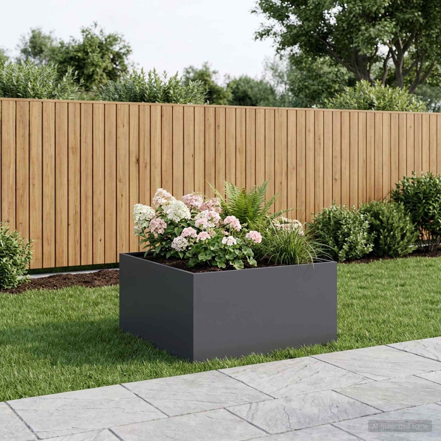 Hageblomsterpotte Antrasitt 80 x 80 x 40 cm Kaldvalsestål