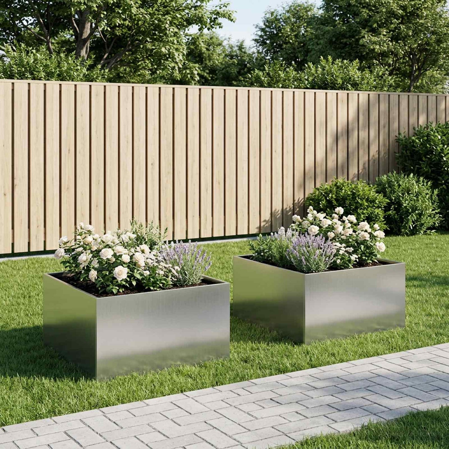 Hageblomsterpotte 2 stk. Sølv 100 x 100 x 40 cm