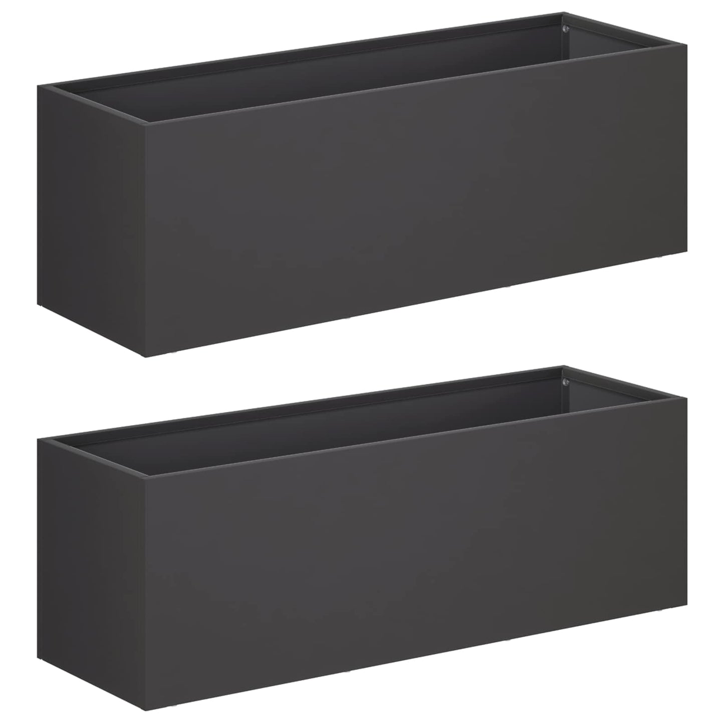 Hageblomsterpotte 2 stk. Svart 60 x 20 x 20 cm Kaldvalsestål