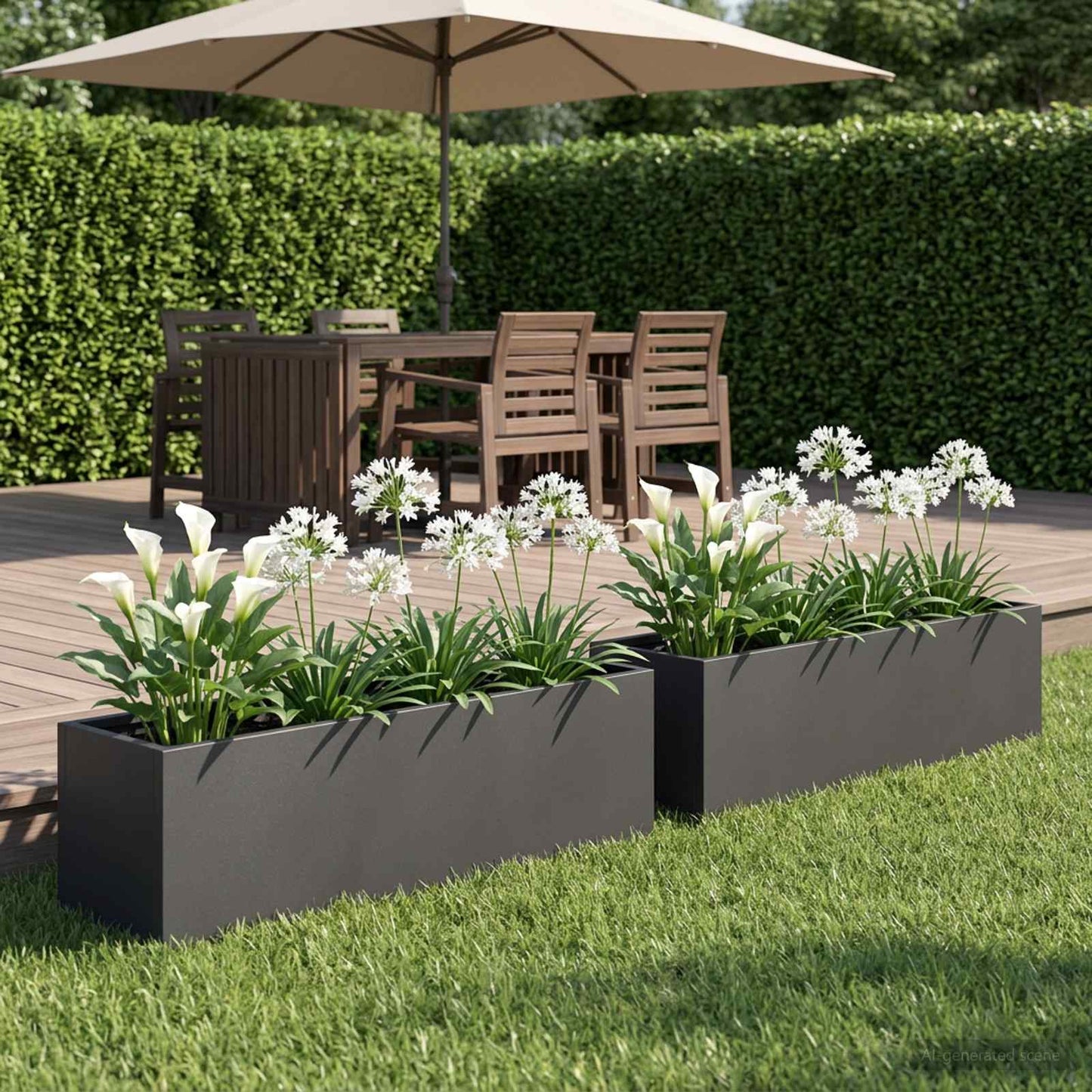 Hageblomsterpotte 2 stk. Svart 80 x 20 x 20 cm Kaldvalsestål