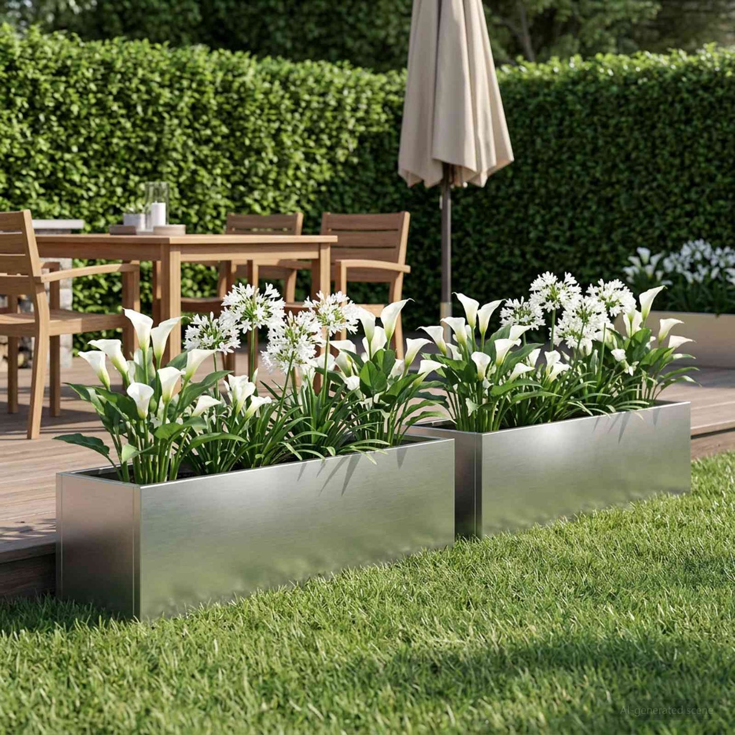 Hageblomsterpotte 2 stk. Sølv 80 x 20 x 20 cm Rustfritt stål