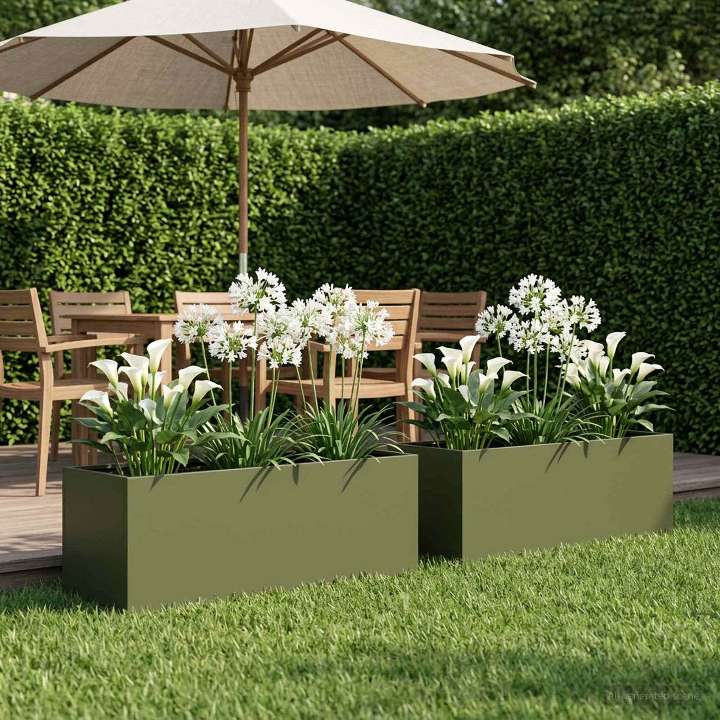 Hageblomsterpotte 2 stk. Olivengrønn 80 x 30 x 30 cm