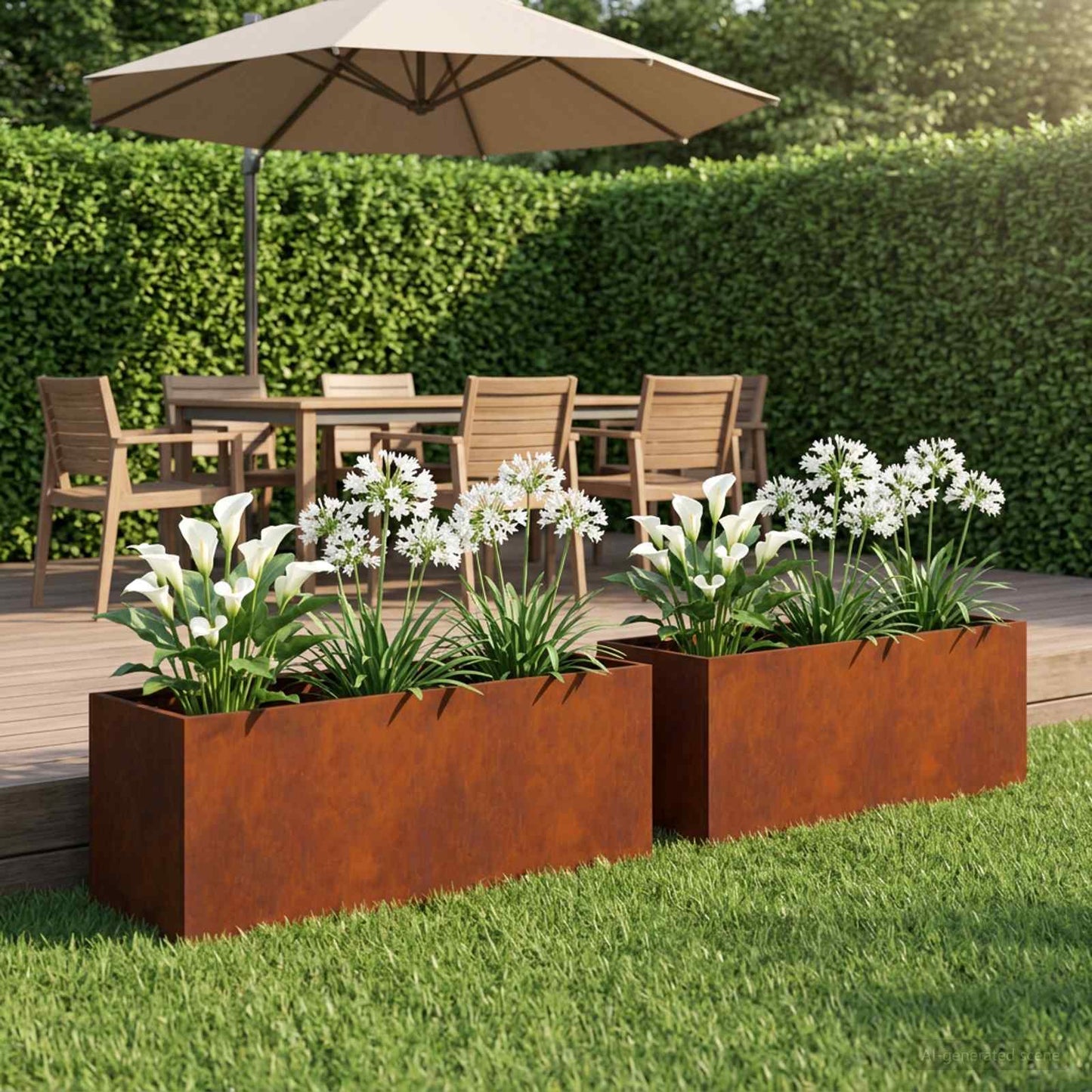 Hageblomsterpotte 2 stk. Rusten 80 x 30 x 30 cm Cortenstål