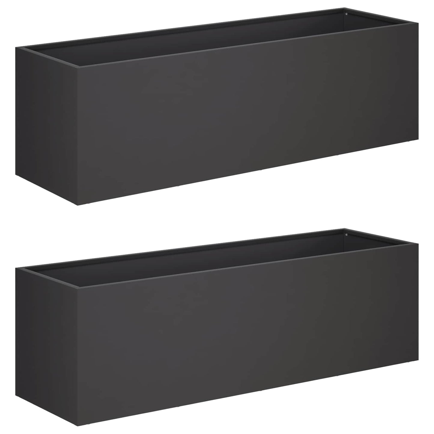 Hageblomsterpotte 2 stk. Svart 100 x 30 x 30 cm Kaldvalsestål